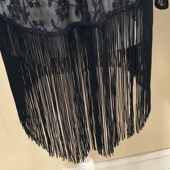 Wrap, H & M Womens Blue Wrap, L, Lace with fringe - Picture 3 of 9